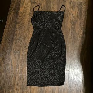 Black Leopard Midi Dress